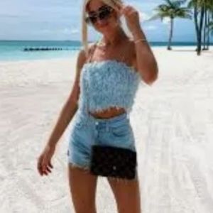 Zara shaggy crop top